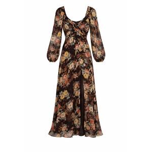 Silk Floral Wrap Maxi Dress Long Sleeve Lagenlook Boho Cottagecore Festival 4